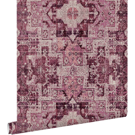 Papier peint tapis patchwork kilim oriental - 53 cm x 10,05 m de ESTAhome