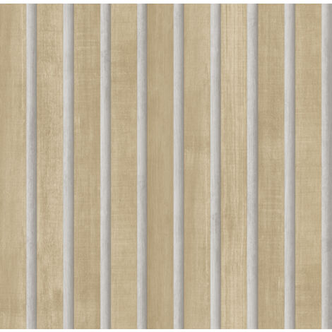 Papier peint tasseaux de bois marron et beige – Dimensions 53cm x 10m – Écologique et durable – Raccord libre pour décoration intérieure