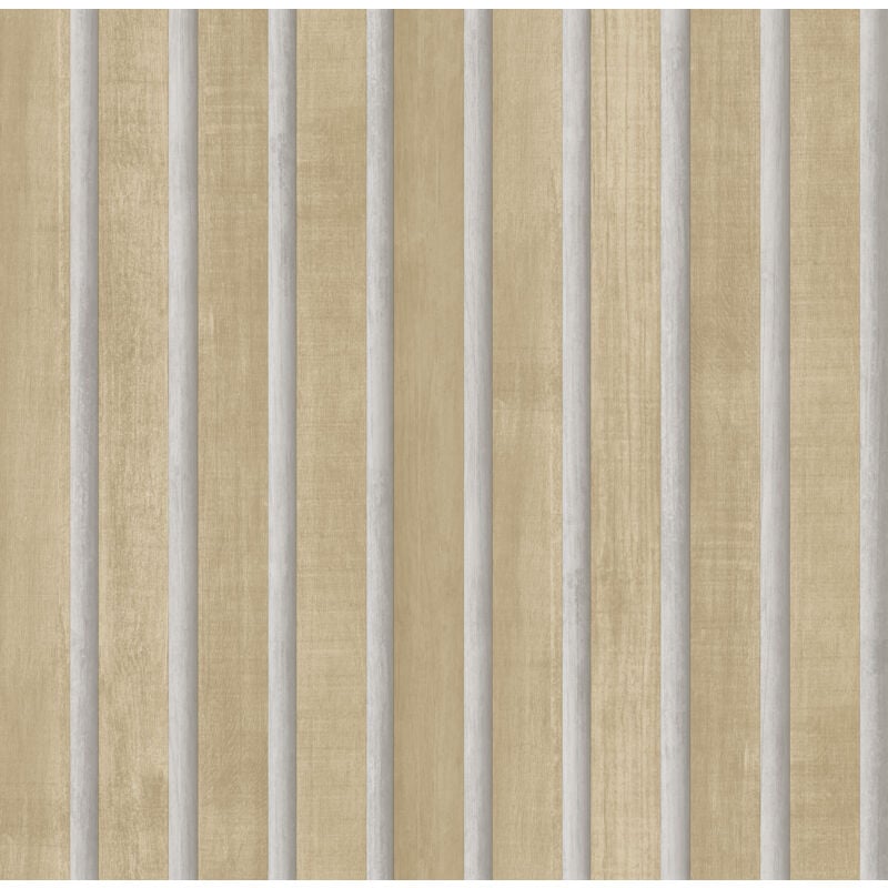 Papier peint tasseaux de bois marron et beige Sanders&sanders