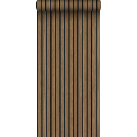 papier peint tasseaux de bois marron  - Sanders & Sanders