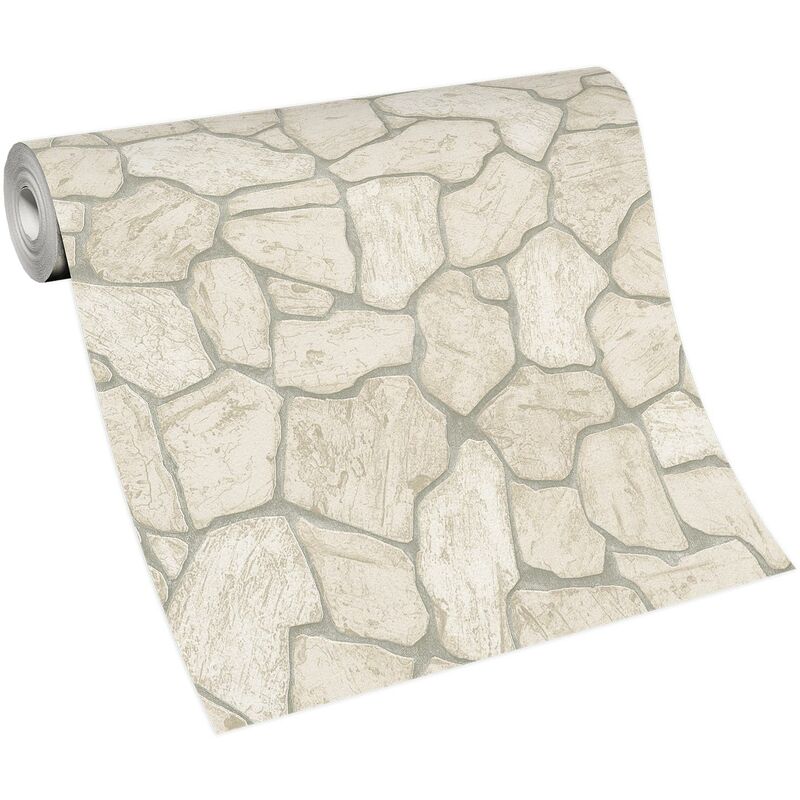 Papier peint tendance imitation brique pour entrée Tapisserie unie blanche imitation fausse pierre Papier peint moderne blanc à motif idéal salon