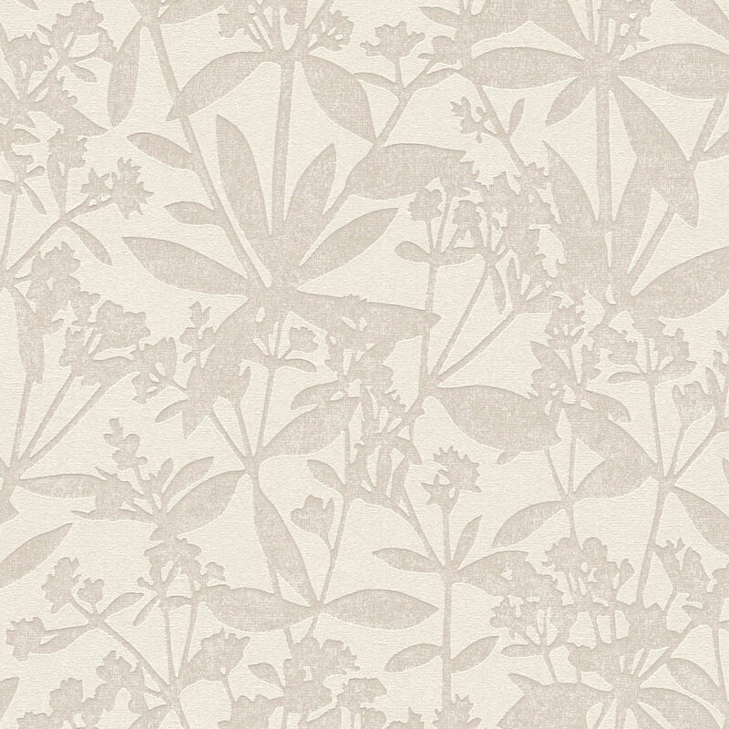 Papier peint floral à fleurs crème beige Tapisserie à feuillage style botanique Papier peint végétal idéal pour salon