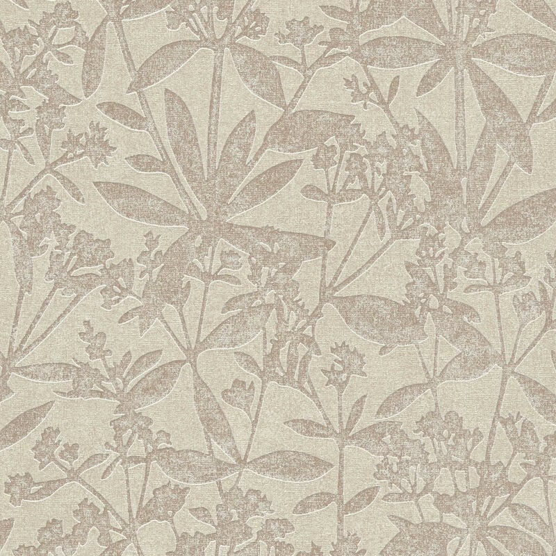 Papier peint floral à fleurs beige brun Tapisserie à feuillage style botanique Papier peint végétal idéal pour chambre