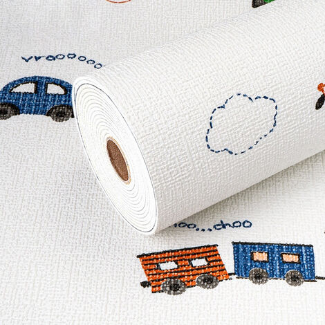 Papier peint texturé motif dessin animé papier peint autocollant pour murs papier peint en relief pour chambre à coucher papier peint épais pour mur texturé imperméable en mousse de vinyle pour pièces