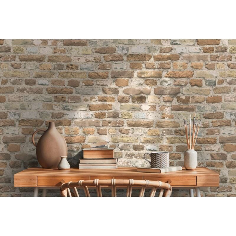 Papier peint brique beige Papier peint brique Papier peint intissé et embossé Idéal pour salon