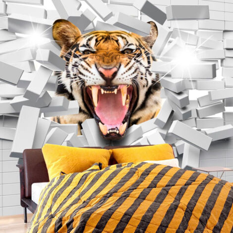 Papier Peint "Tiger Jump" 70 x 100 cm