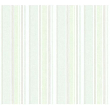 Papier peint traditionnel à rayures Vert 10mx 0.53 m