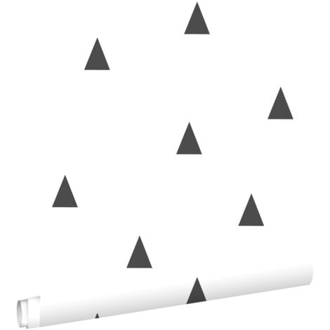 papier peint triangles graphiques noir et blanc  - ESTAhome