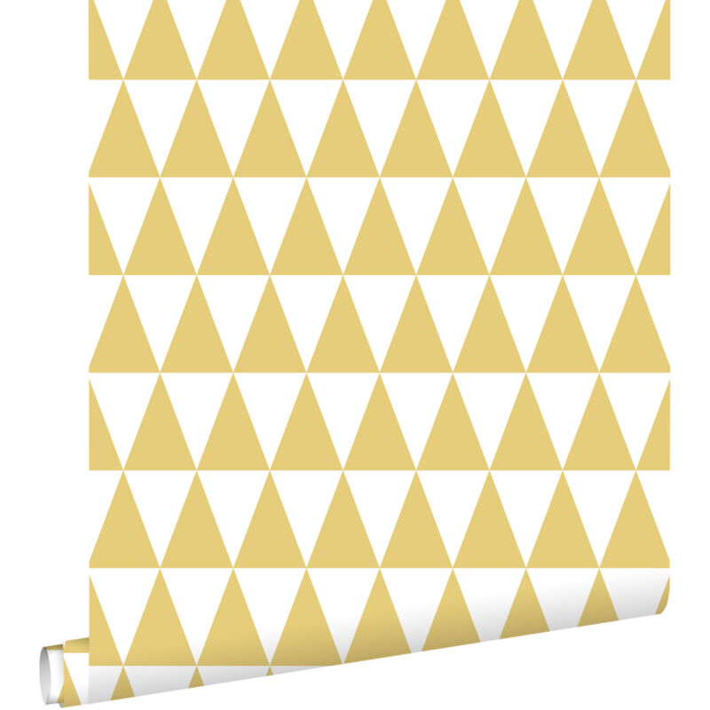 Papier peint triangles graphiques jaune ocre Estahome