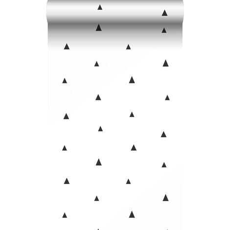 papier peint triangles graphiques noir et blanc  - Origin Wallcoverings