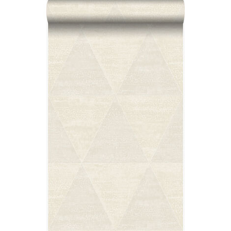 papier peint triangles métalliques vieillis, altérés et touchés blanc d'ivoire  - Origin Wallcoverings