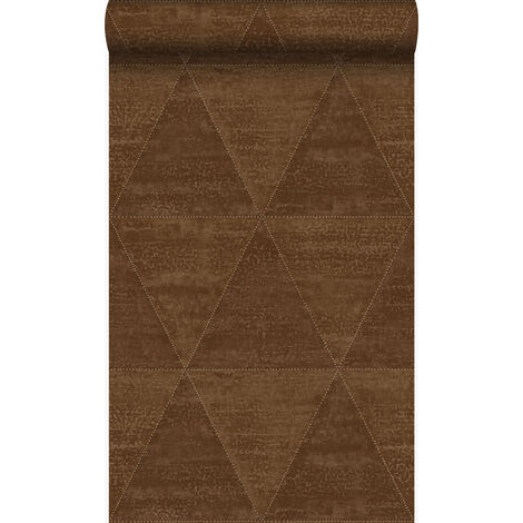papier peint triangles métalliques vieillis, altérés et touchés brun rouille - Origin Wallcoverings