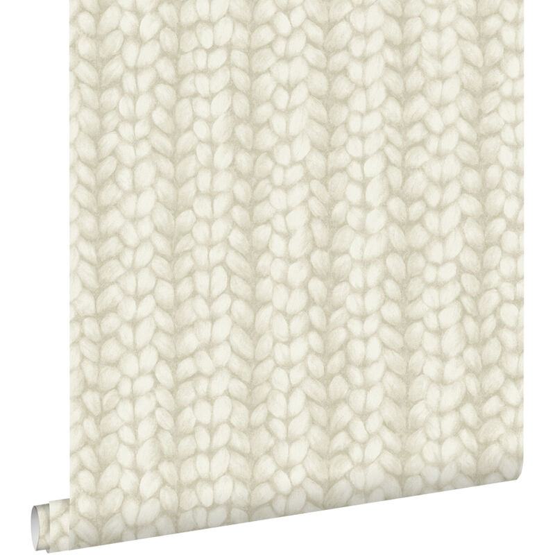 Papier peint tricot grossier beige Estahome