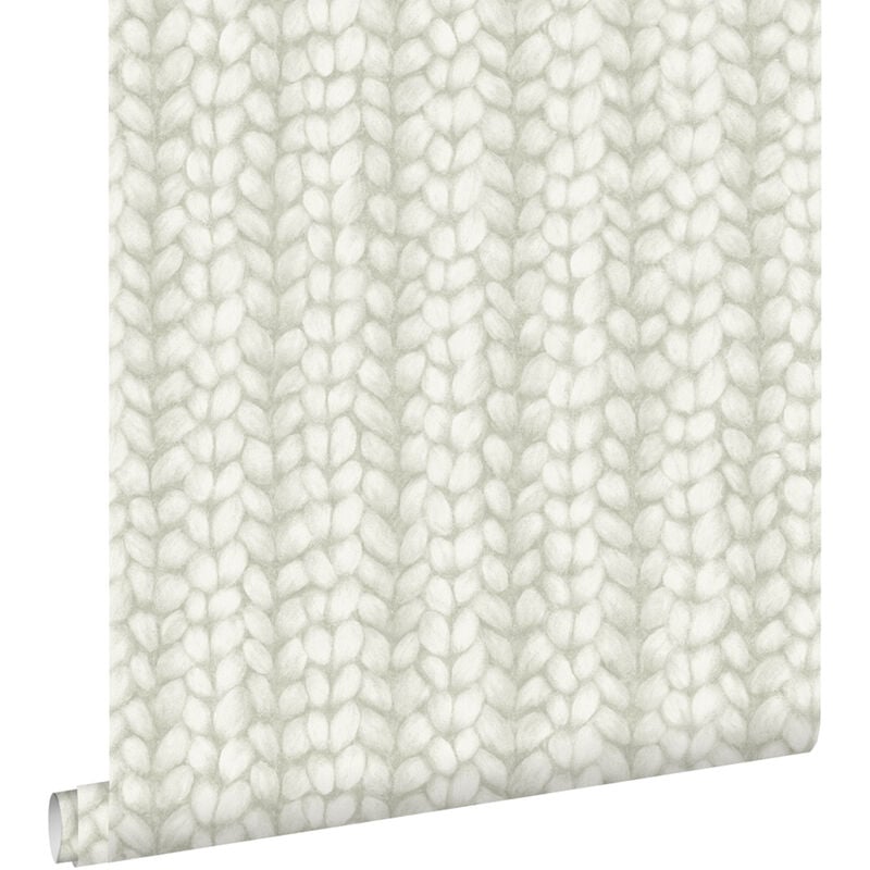 Papier peint tricot grossier gris clair Estahome