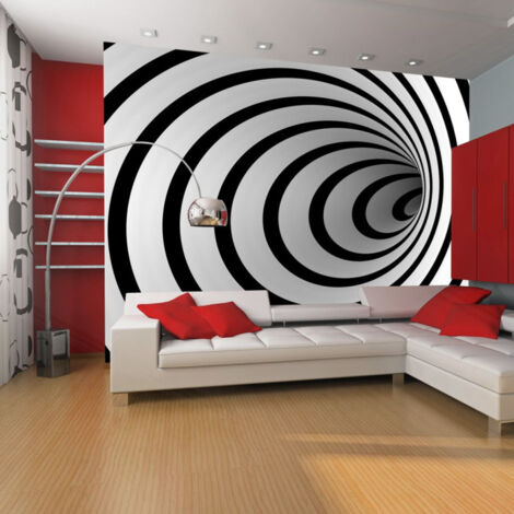Papier Peint "Tunnel 3D Noir & Blanc" 193 x 250 cm