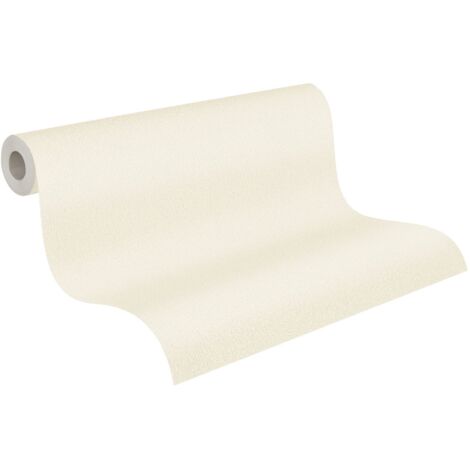 papier peint uni beige crème et blanc  - A.S. Création