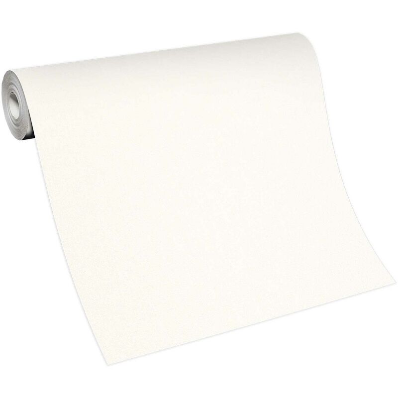 Papier peint uni blanc crème clair salle à manger | Tapisserie blanche claire unie salon & bureau | Papier peint intissé unicolore chambre & salon