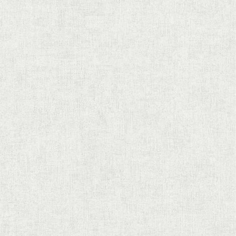 Papier peint uni blanc effet métallique Tapisserie moderne effet textile pour chambre Papier peint monochrome auto-adhésif idéal couloir