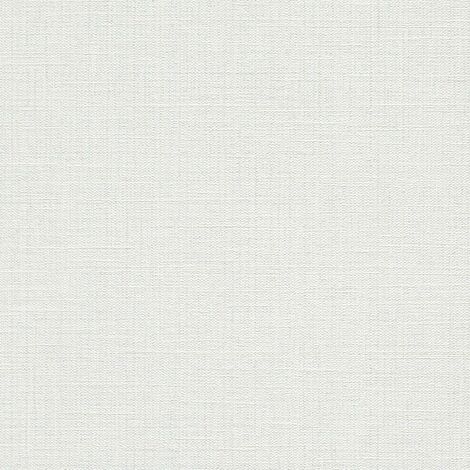 Papier peint uni blanc effet textile | Tapisserie unie blanche chambre à coucher & salon | Papier peint intissé bureau & couloir
