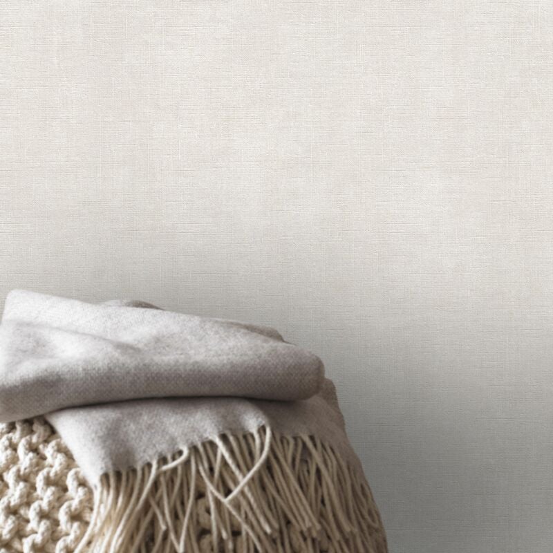 Papier peint intissé Double largeur Uni Brillant 1005 x 106cm Blanc cassé - Blanc cassé