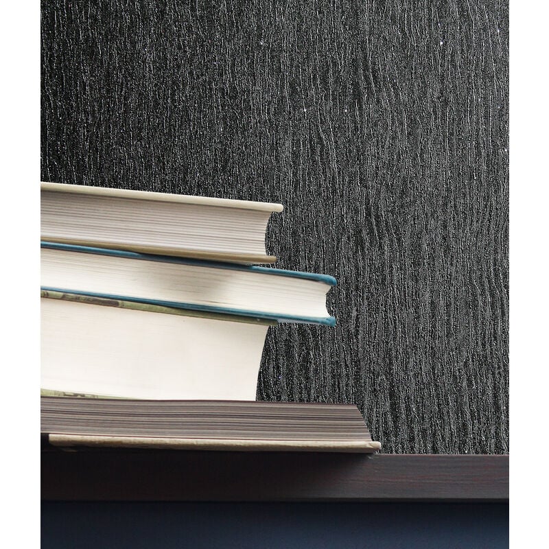 Julien - Papier peint intissé Uni Disco pailleté 1005 x 52cm Noir - Noir