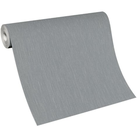 Papier peint uni gris strié couloir | Tapisserie grise chambre adulte & salon | Papier peint intissé unicolore salle à manger & séjour