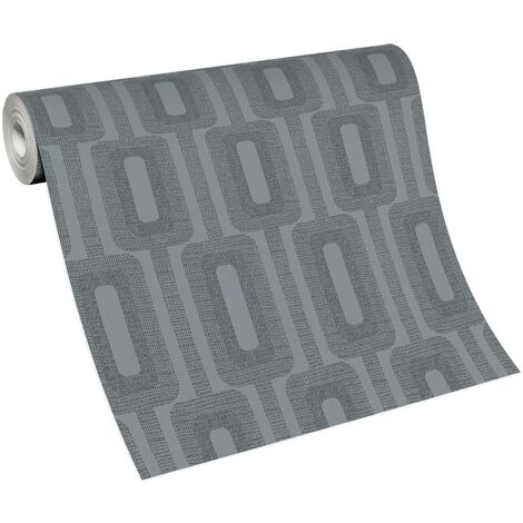 Papier peint uni gris style art déco Tapisserie rétro grise à motif géométrique Papier peint pour couloir moderne à motif