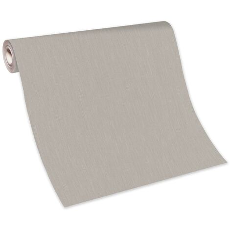 Papier peint uni gris taupe strié | Tapisserie grise taupe unie chambre adulte | Papier peint vinyle intissé unicolore salon