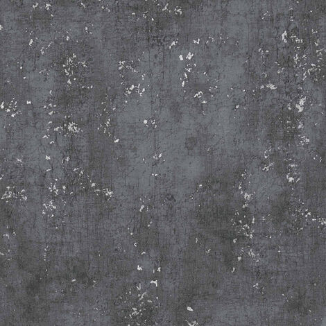 Papier peint uni imitation béton noir anthracite Tapisserie noir usée style rétro pour bureau Papier peint moderne pour déco industriel