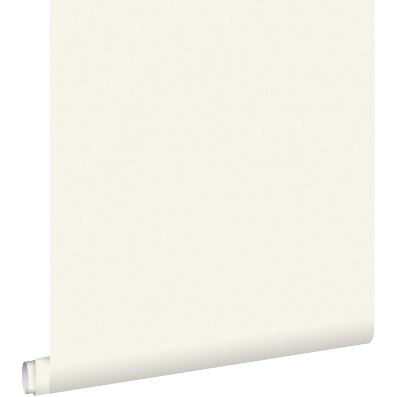 Papier peint uni mat avec texture de lin blanc crème Estahome
