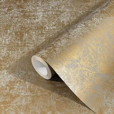Papier peint uni or cuivre taupe lessivable intisse W53126R 10.05 x 0.53 m haute qualité Fabriqué en Allemagne - Or Cuivre Taupe