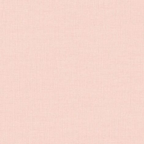 Papier peint uni rose clair effet textile | Tapisserie rose unie idéale salon | Papier peint intissé vinyle chambre fille & bureau