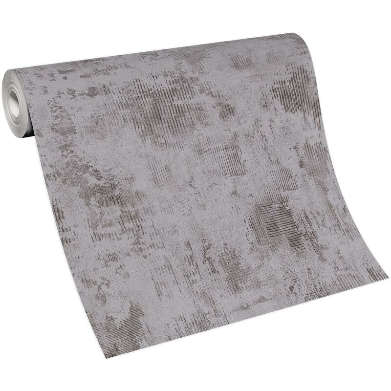 Papier peint uni taupe intissé effet béton Tapisserie moderne imitation ciment idéal salon Papier peint taupe style industriel