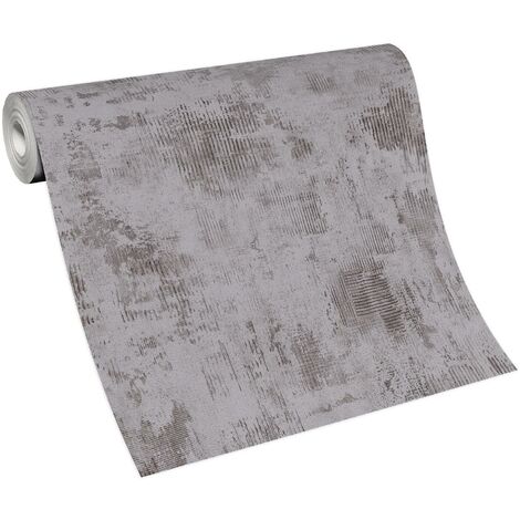 Papier peint uni taupe intissé effet béton Tapisserie moderne imitation ciment idéal salon Papier peint taupe style industriel