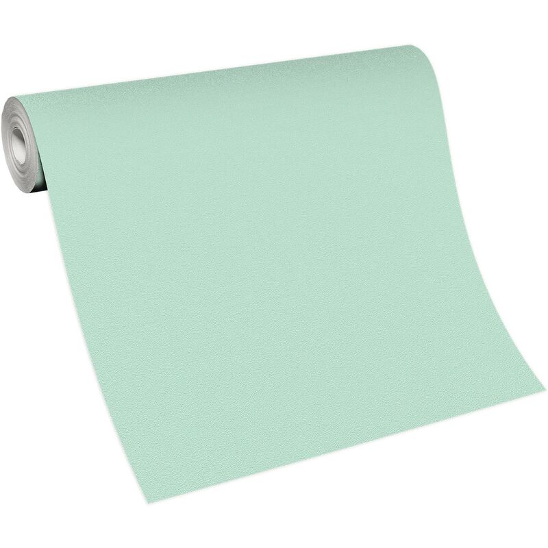Papier peint uni vert clair idéal cuisine | Tapisserie verte claire pour couloir | Papier peint pastel surface vinyle intissé chambre