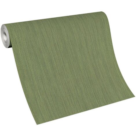 Papier peint uni vert style vintage pour salle à manger  Tapisserie rétro à motif marron  Papier peint vert & marron intissé