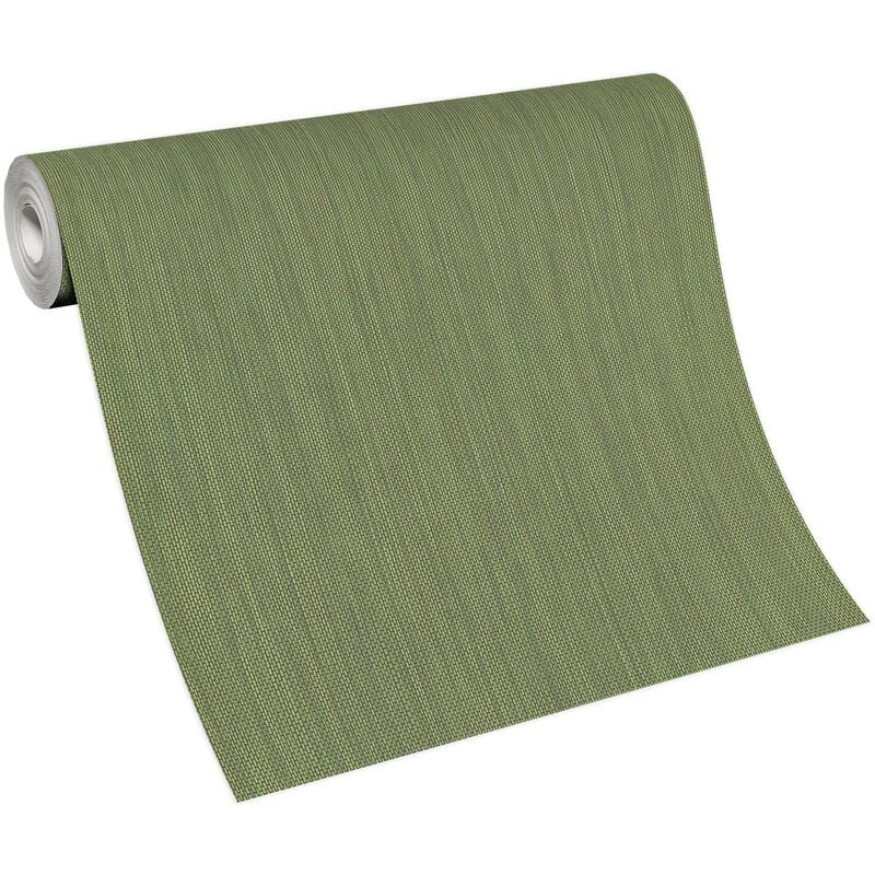 Papier peint uni vert style vintage pour salle à manger Tapisserie rétro à motif marron Papier peint vert & marron intissé