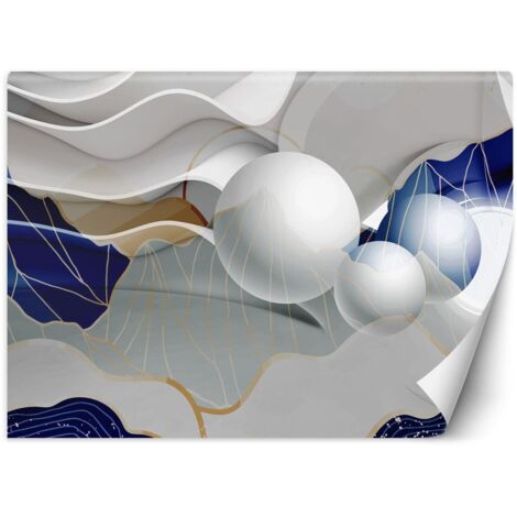 Papier peint Vagues et sphères 3D abstraites 250x175