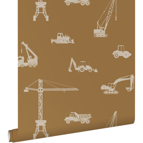 papier peint véhicules brun ocre - ESTAhome