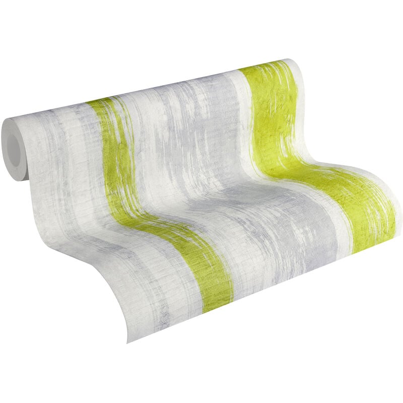A.s.creations - papier peint imitation bois gris, vert et jaune - a.s. Création