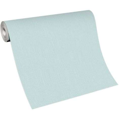 Papier peint vert clair pastel strié chambre bébé | Tapisserie couleur claire unie couloir | Papier peint salon & séjour uni