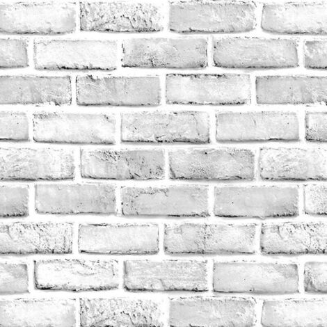 Papier Peint Vintage Autocollant Mural Effet Brique Blanc et Gris Rouleau de Papier Décoratif Imitation Pierre Auto-Adhésif Imperméable 45cmx10m pour Cuisine Chambre Salon Toilette