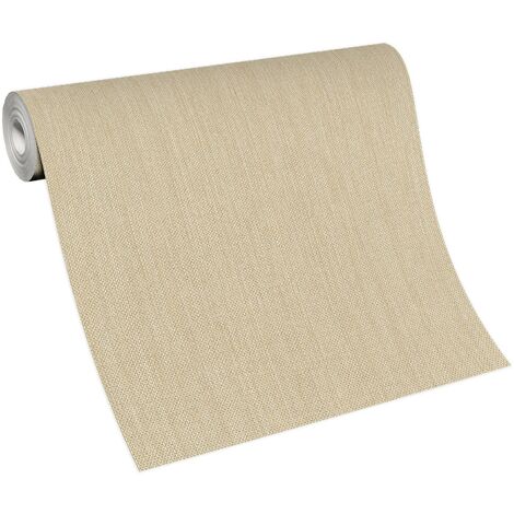 Papier peint vintage beige imitation sisal  Tapisserie à motif beige style année 70  Papier peint uni rétro intissé pour salon