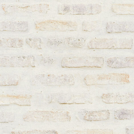Papier peint vinyle intissé beige crème et blanc – Motif brique urbain – Lessivable et strippable – Dimensions 53cm x 10,05m – Livingwalls