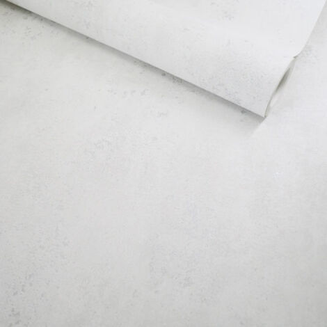 Papier peint vinyle sur intissé - Casual Minéral - Béton blanc touches argentées - Rouleau(x)