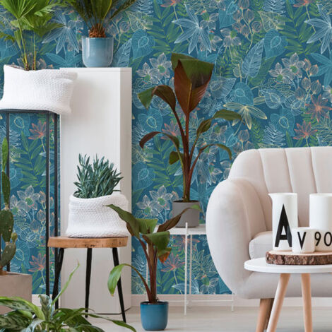 Papier peint vinyle sur intissé - Jungle - Paradise bleu navy - Rouleau(x)
