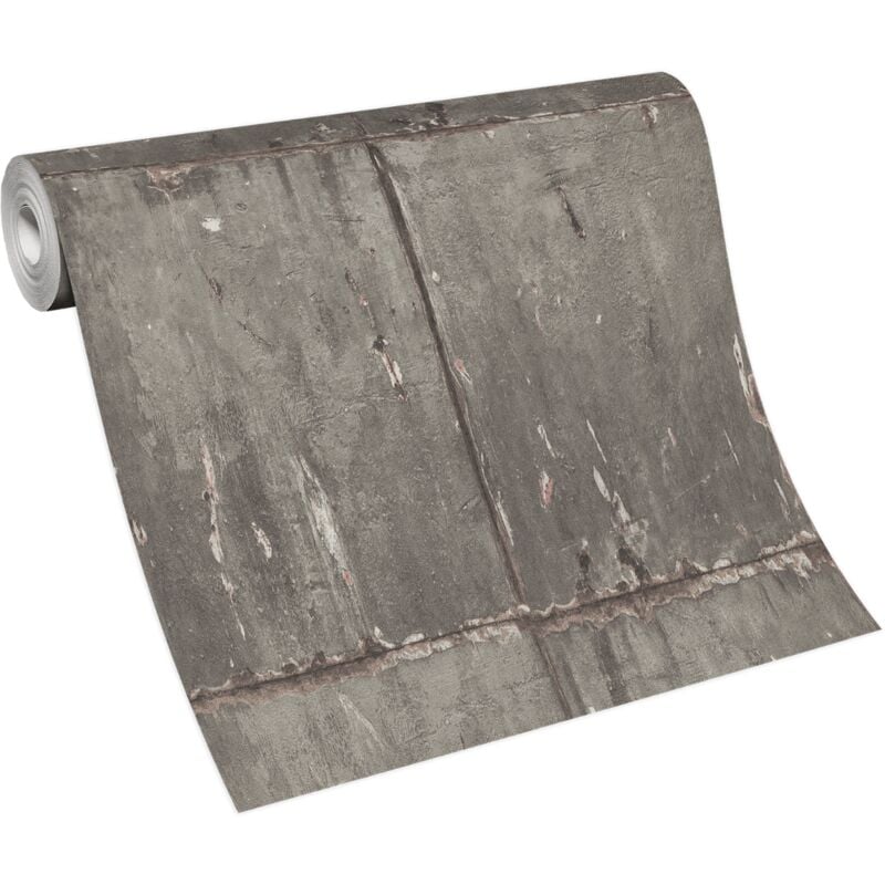 Décoweb - bricoflor Papier Peint brun imitation béton Papier Peint vinyle industriel pour chambre, bureau & plus Tapisserie trompe l'oeil