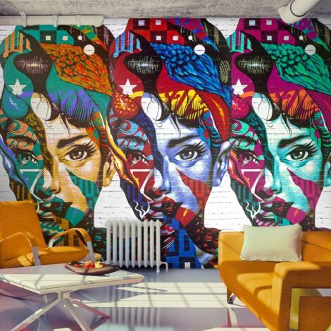 Papier peint visages colorés