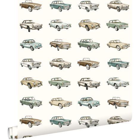 papier peint voitures anciennes vintage beige - ESTAhome