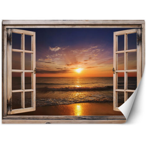 Papier peint Vue de la fenêtre Plage de mer Coucher de soleil 450x315